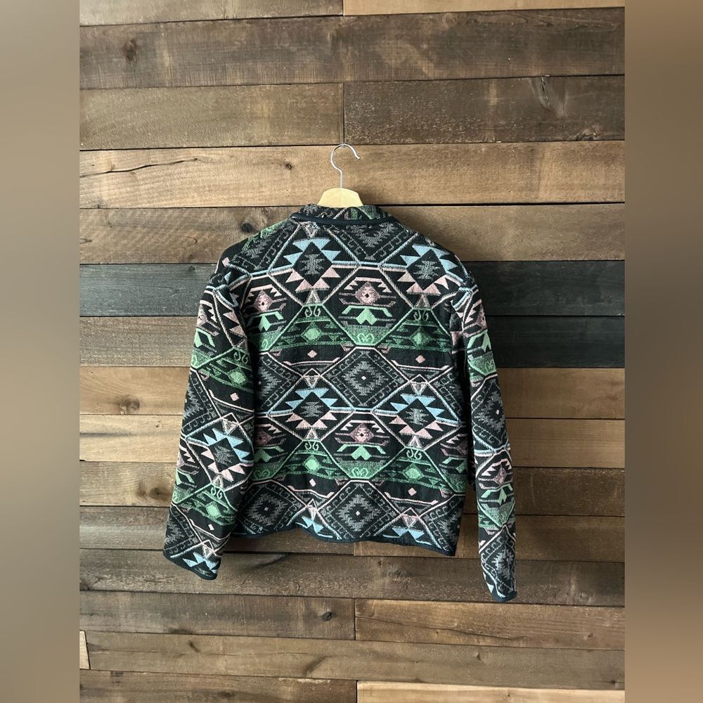 Vintage New Identity Southwest Cotton Woven Cropped Jacket - Picture 9 of 11